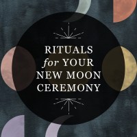Designed featured image reading "Rituals for Your New Moon Ceremony" over a background of the eight phases of the moon