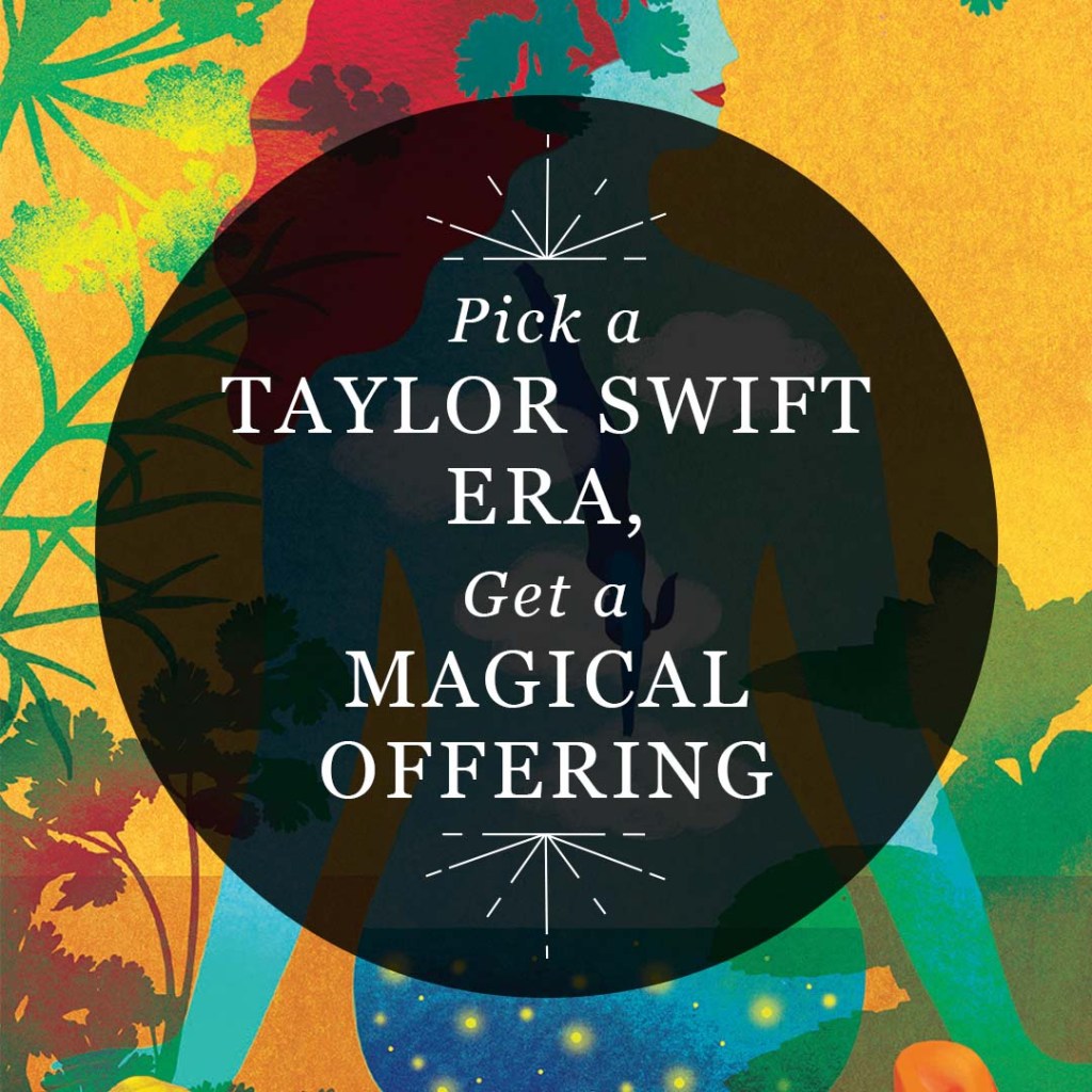Designed featured image for RP Mystic blog post "Pick a Taylor Swift Era, Get a Magical Offering"