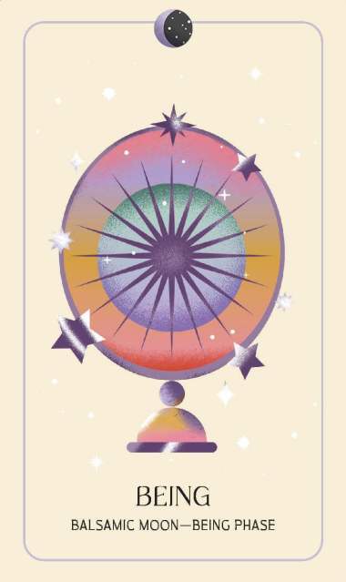 The Being card from “Lunar Abundance Reflection Cards: A Deck and Guidebook for Working with the Moon’s Phases”