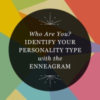 Graphic reading "Who Are You? Identify Your Personality Type with the Enneagram" in a semi-transparent black circle over a fractal image.